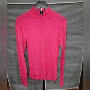 We The Free Women's Ribbed Hot Pink Mock Turtleneck Top